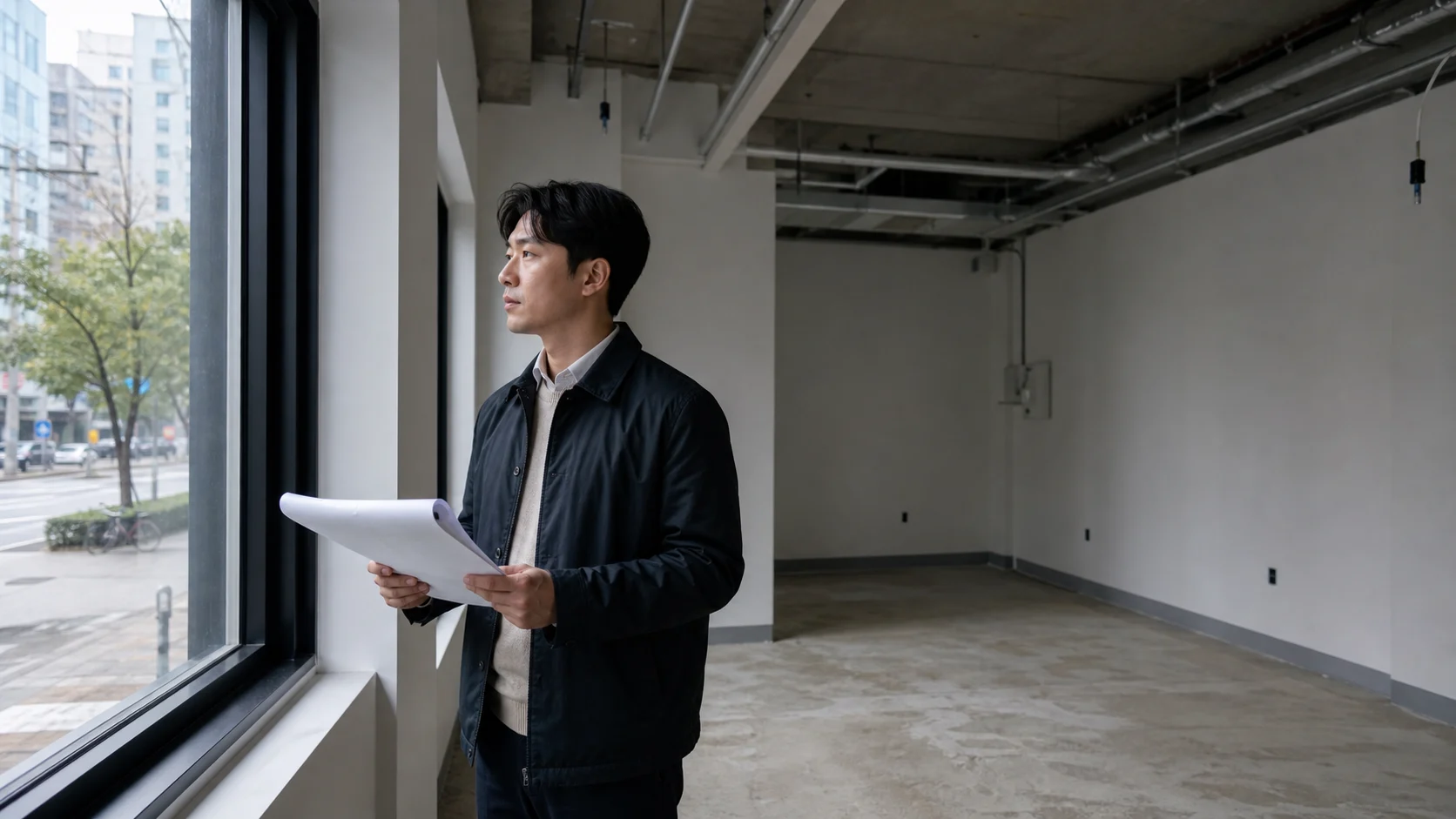 피부과 개원 임대료 관련 조건을 현장에서 검토하는 모습